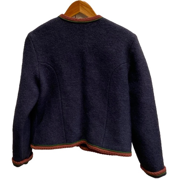 Geiger Tyrol Austria Boiled 100% Pure Wool Jacket  Cardigan Size 42 Accent Trim - Picture 6 of 6